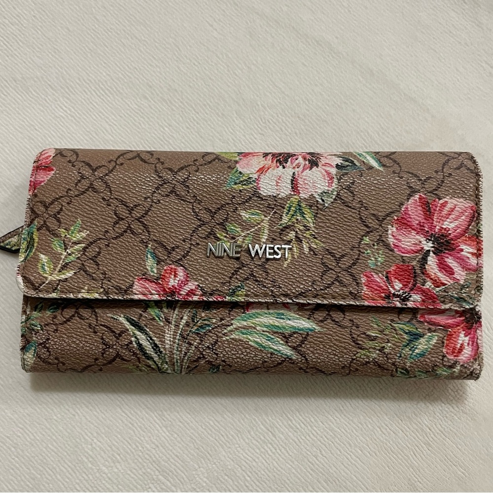 NINE WEST Brown Floral Wallet